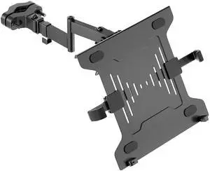 monTEK 2-in-1 Universal Laptop Pole Mount Tray for 10- 15.6 Notebook or 17-32 Monitor, Full Motion Laptop Mount with Removable 75/100mm VESA Plate, Fits 1.1-2.4 Pole Diameter, Black