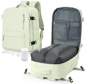 winspansy Large Storage Vacuum Compression Travel Backpack Seal Bags with Pump Clothing 18x14x8 Personal Item Work Carry on Business Vacpack College Laptop Backpack for Women Men Mint green