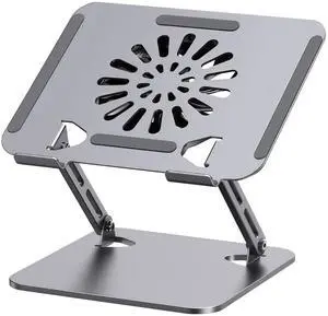 Adjustable Laptop Cooling Stand with Fan, Ergonomic Desk Riser for Laptop and Tablet, Carbon Steel Frame with USB Cooling Pad, Anti-Slip Base, Compatible with 1017 Inch Devices