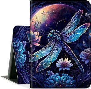 Tablet Case for All-New Amazon Kindle Fire HD 10 Tablet (13th Generation, 2023 Release) - Auto Wake/Sleep, Shockproof Full Body Rugged Cover, Soft TPU Smart Stand Case, Purple Dragonfly