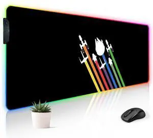 Stanoha RGB Mousepad LED Desk Mat Gaming Large Keyboard Cute Desktop Computer Laptop 14 Light XXL Long Giant Big Cool Modern Design Unique for Men Boys Gamer Oversized Wide 30x12'' Mousepad, Space