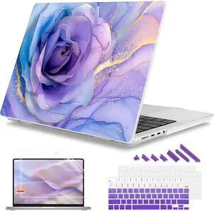 Mektron for 2025 MacBook Pro 14-inch M5 Case A3434 Fits 2024-2021 M4 A3112 A3401 A3185 M3 A2918 A2992 M2 A2779 M1 A2442 Pro/Max, Printed Plastic Hard Shell Laptop Cover, Rose Marble