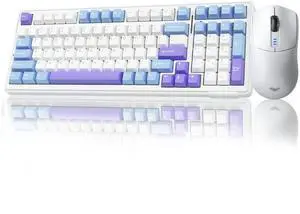 AULA Wireless Keyboard and Mouse Combo, F99 Mechanical Keyboards Hot Swappable Custom Keyboard+SC580 Wireless Gaming Mouse White