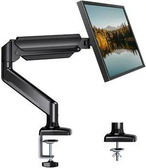 HUANUO Single Monitor Arm 13-34 Inch, Adjustable Gas Spring Arm, Monitor Desk Mount for 4.4-22lbs, VESA 75/100mm with C-Clamp/Grommet Base, Ergonomic Stand for Work/Gaming
