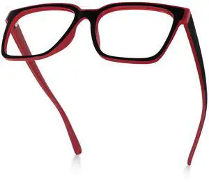 Zeelool Classic Square Blue Light Blocking Glasses, Eyeglass Frame for Women Anti Eyestrain & UV from Computer Reading/TV/Phone JGT624975-03B Black-Red