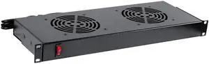 Tecmojo Rack Cabinet Mounted Server 1U 2 Fan Unit Cooling System Exhaust Airflow, for Cooling AV, Home Theater, Network 19inch Racks