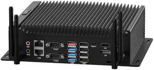 FANPEEC Mini Industrial PC Core i7-10610U, Fanless Mini PC Windows11 Pro 8GB DDR4 RAM 256GB SSD, Industrial Computer Dual Gigabit Ethernet, 6*RS232 COM, 4*USB3.0, 4*USB2.0, WiFi5 BT4.2, Auto Power On