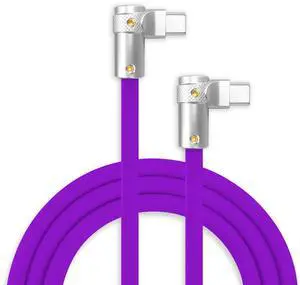 chubbycable FlexElbow 90 Degree 240W Fast Charging Cable Right Angle USB C Cable Silicone Charging Cord Compatible with iPhone 17-15 Series iPad, Purple, Double Elbow Type C to Type C, 6.6FT