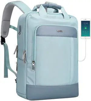 PIJUSHI Laptop Backpack for Women Men Personal Item Travel Backpack Convertible Carry on Bag Flight Approved(PE042 Teal Blue)