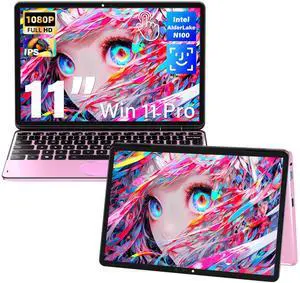 Svikou 11" Pink 2-in-1 Convertible Touchscreen Laptop, FHD (1920x1200) IPS Display, in tel N100 Processor, 16GB RAM 1TB SSD, Facial Recognition, Backlit KB, USB-C,Win 11 Pro for Students & Travel