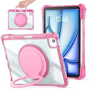 May Chen Case for iPad Air 11-inch M3 (2025) M2 (2024), iPad Air 4 & 5 10.9 inch 5th 4th (2022/2020), iPad Pro 11" 4th/3rd/2nd/1st, Kids Cover with 360 Rotating Ring Stand, Glittering Sparkly Pink