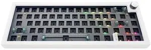 BOYI GMK67Pro Keyboard Barebones Kit,QMK/VIA Programmable BT5.0/2.4G/Type-C Tri-Mode Wireless RGB Gasket Mounted 65% Compact Custom RGB 4000mAh Mechanical Keyboard with Knob DIY Kit(White)