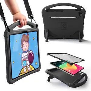 Bam Bino Space Suit Rugged Kids Case for Apple iPad Pro 13 M4, iPad Air 13 M2/M3 (2024/2025) Case for Kids with Built-in Screen Protector, Handle, Stand, Pencil Holder, Shoulder Strap (Cosmic Black)