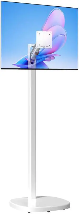 CTA Digital Ergonomic Floor Stand for Monitors & TVs Up to 35-inches & 22 lbs - Mobile Stand with Anti-Knockdown Base & Height Adjustable - Commercial Grade - (ADD-MSADFS)