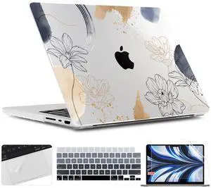 TWOLSKOO for MacBook Pro 14 inch Case M5 M4 M3 M2 M1 Pro Max Chip (2026-2021), Plastic Hard Shell & Keyboard Cover & Screen Protector & Trackpad Film, Florals X450