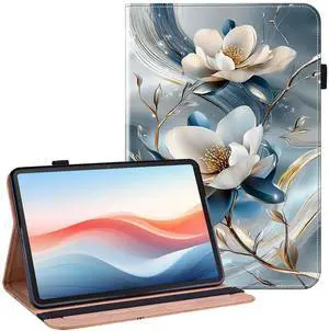 YHDXUYS Case for Samsung Galaxy Tab S10 Plus 2024/S9 FE Plus 2023/S9 Plus 2023 12.4 Inch Tablet with Pencil Holder, Multiangle Stand Wallet Design Cover,Metal Flower