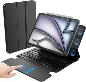 HOU Keyboard Case for iPad Air 11" M2/M3, 5th/4th Gen & Pro 11" (20182022, 1st4th), Ultra Slim Smart Folio with Full-Surface Touchpad, Stylus Holder, and Lens Protection  Ideal for Work & Travel