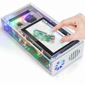 FREENOVE Raspberry Pi 5 PC Case with 4.3'' Touchscreen, M.2 NVMe SSD Slot 1231 MB/s, 5 MP Camera, OLED Screen, Stereo Speakers, 3.5 mm and Optical Audio (S/PDIF)