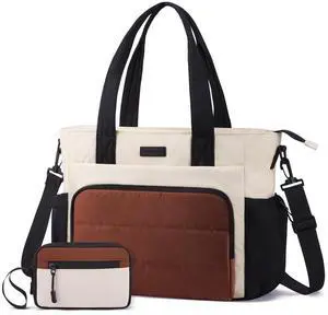 LOVEVOOK Tote Bag for Women, 15.6 Inch Puffer Laptop Work Tote with Cup Holder, Quilted Nurse Bag for Travel, Gym, Daily Use LOVEVOOK Tote Bag for Women, 15.6 Inch Puffer Laptop Work Tote with Cup Holder, Quilted Nurse Bag for Travel, Gym, Daily Use