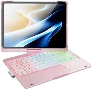 doqo for iPad Air 11 and iPad Pro 11 case with Keyboard,360° Rotatable Keyboard case for iPad Air 11 M3 2025/M2 2024,air 5th,4th 10.9,iPad Pro 11(4th,3rd,2nd,1st Gen) with Multi-Touch Trackpad (Pink)