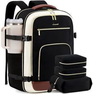 LOVEVOOK 50L Travel Backpack for Women Flight Approved, Carry on Backpack for Airplanes, TSA Personal Item Travel Bag, Waterproof 18 Inch Laptop Backpack, Business Weekender Overnight Daypack, 4Pcs