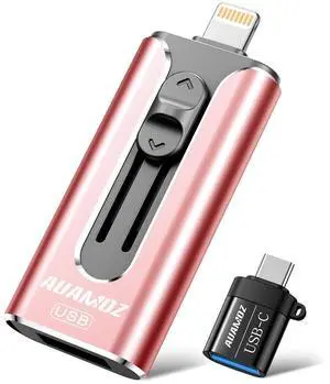 AUAMOZ 512GB Flash Drive Intended for iPhone, Memory Stick Storage Files Photos Videos Backup, Compatible with iPhone iPad Android PC, Plug and Play, No Application Required (Pink)