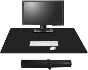 Cacoy 36 x 20 Inch Leather Desk Mat, Large PU Leather Desk Pad Blotter, XXL Keyboard Mouse Pad, Waterproof Computer Desktop Cover for Office, Home, Gaming, Computer (Black)