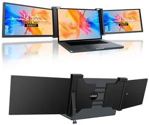 Lalovin Laptop Screen Extended, 1080p FHD IPS Plug & Play Triple Monitor Extender for Laptop, Portable Extended Monitor with USB-C/HDMI for Mac/Windows/Chrome/Android, Black