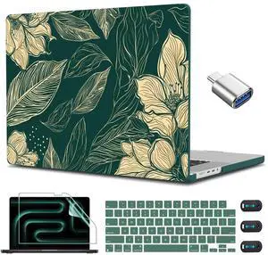 CISSOOK Compatible with MacBook Pro 14 inch 2025-2021 Release M5 M4 M3 M2 M1 Chip A3112 A3185 A3401 A2918 A2992 A2779 A2442 Model, Hard Shell Case with Keyboard Cover&Screen Protector, Elegant Floral