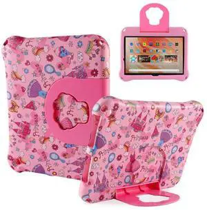 Fire HD 8 2020 2022 2024 Tablet Case Kids, FunnyWin Fire HD8 12th Generation Kids Tablet Cover Princess EVA Kid-Proof with Stand Handle Shockproof Kid-Friendly Durable Case for Boy Girl (GZ)