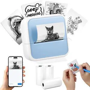 HiHTV Sticker Printer, Printpods Thermal Sticker Maker Machine with Tapes, Bluetooth Portable Mini Printer for Study Notes, Anatomical Diagrams, Photos, Kids, Father