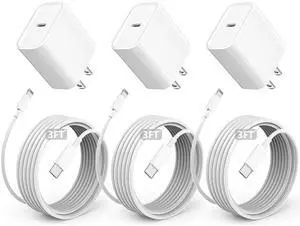 3FT For iPhone Charger Fast 20W Charger, Extra Long iPhone Charger Fast Charging, 3Pack 3Feet USB C to Lightning Cable Cord Adapter for iPhone 14 Pro Max/14 Plus/13 Mini/12/11/X/XR/SE/iPad/AirPods