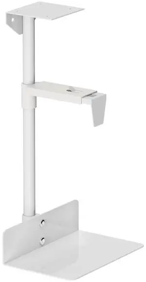 Under Desk and Wall Computer Mount, CPU Tower Holder Under Desk Mount Height & Width Adjustable, Computer Case Stand Holder Holds 46 lbs, 360° Swivel PC Mount, Under Desk CPU Holder Mount, White