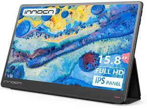 INNOCN 15.8" FHD 1080P USB C Portable Monitor HDMI Travel Second External Display for Laptop, MacBook, PC, Tablet, PS5/4, Xbox, Switch, Built-in Speaker With Protective Case