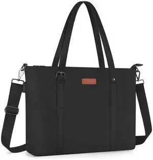 MOSISO USB Port Laptop Tote Bag (17-17.3 inch), Large Woman Organizer Work Business Office Travel Shopping Teacher Shoulder Bag Portable Carrying Handbag Compatible with MacBook & Notebook, Black