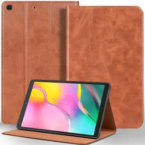 NANRUIL for Samsung Galaxy Tab A 10.1 inch Case 2019 Model(SM-T510/T515/T517) Genuine Leather Cover Protective Shell.Brown