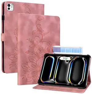 Case for iPad Pro 13 Inch (M5) 2025/ (M4) 2024, Auto Wake/Sleep Supports Pencil Pro and Pencil(USB-C) Magnetic Clasp Stand for iPad Pro 13 Inch Cover, Pink