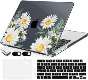 MecBevia for MacBook Pro 14 inch Case M5 M4 M3 M2 A3434 A3112 A3401 A3185 A2918 A2992 A2779 M1 A2442 Pro Max Chip (Released 2025 to 2021), Hard Shell Cover for MacBook Pro 14", Daisies