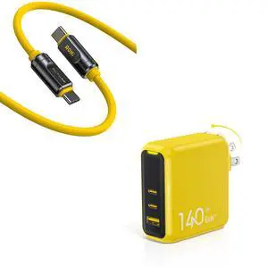 AOHI Magcube 140W USB C Charger 3-Port GaN+ Laptop Wall Charger +240W USB 4 2.0 Cable 3.3FT