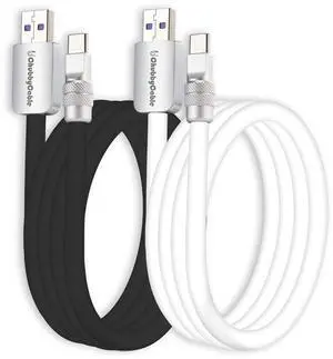 chubbycable Couple Chubby 2-Pack 120W USB C Cable Extra Thick Silicone Fast Charging Cable Compatible with iPhone 17-15 Series iPad Galaxy Series, Black+White, USB-A to Type-C, 19.6FT