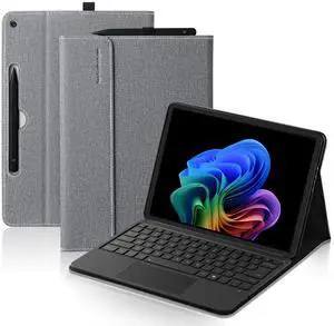 Akkerds Compatible with Microsoft Surface Pro 12 Case 2025, Multiple Viewing Angle Case with Slim Pen 2 Holder, Business Portfolio Leather Type Cover, Grey