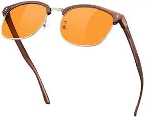 BIRCEN Blue Light Gaming Glasses: Al-Mg Metal Orange Bluelight Blocking Computer Glasses for Men Women Anti Eyestrain on Office & Home