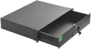 RIVECO 2U Rack Drawer Rack Mount Drawer for 19 Network Equipment & Server Rack Cabinet Lockable Deep Drawer with Key Black