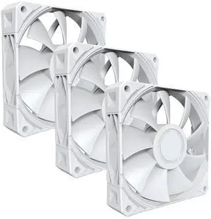 MONTECH E28 PWM 120mm Case Fan, 28mm Thick Fan for Enhanced Cooling Efficiency, PWM 4-Pin, FDB Bearing, Quiet Low-Noise, 2000RPM, AIO Compatible (White, 3in1 Pack)