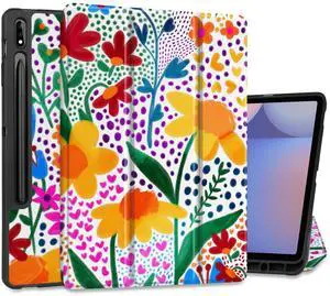 MEEgoodo Case for Samsung Galaxy Tab S10+ 2024/S9 Plus/S9 FE Plus 12.4 inch Cover 2023 with Pen Holder,Tablet Cases with Stand+Soft TPU Back Shell + Smart Auto Wake/Sleep, Small Ditsy Mix Flowers