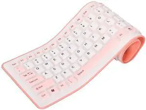 103-Key Foldable Silicone Keyboard, Wired USB, Silent, Soft Touch, Waterproof Roll-up for PC & Laptops