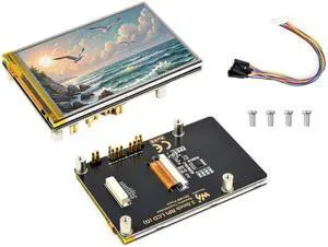 3.5inch Resistive Touch Display Compatible with Pi 5/4B/3B+/3B/Pico W/Pico 2W/ ESP32, IPS LCD Screen, 320×480 Resolution, 262K Color, Pigo Pin Header and GH1.25 11PIN Cable Two Connection Ways