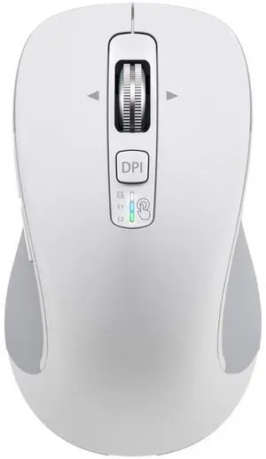 CITLLA Wireless Bluetooth Mouse (USB + BT1 + BT2), Full Size, 4-Way Scrolling, Multi-Device Silent Mouse for Computer, Laptop, iPad, MacBook (White)