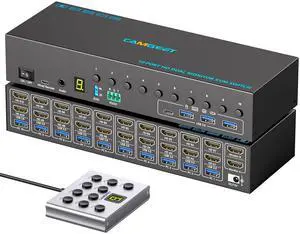 10 Port 8 Port 2 Monitors KVM Switch HDMI 4K@60Hz EDID Simulation, USB 3.0 Dual Monitor KVM Switch 2 Monitors 8 Computers 10 Computers,4 USB3.0 Ports, Audio,RS232,Wired Remote,12V Power,10 USB Cables