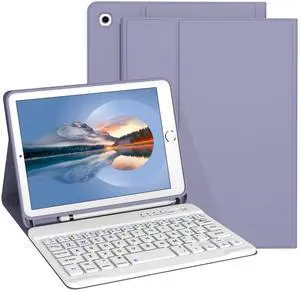 Divufus Keyboard Case for iPad Mini 5th & Mini 4th Generation 7.9 Inch [Magnetic Detachable Wireless Keyboard][Support 3 System] Flip Stand Case with Pencil Holder for iPad Mini 4/5, Lavender Gray